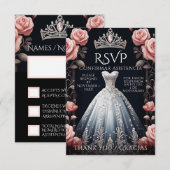 RSVP Spaans Quinceañera Rosas Kaartje (Voorkant / Achterkant)
