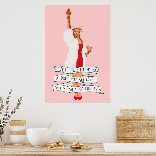 RSVP staat niet op het vrijheidsbeeld Poster (Keuken)