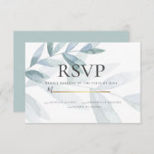 RSVP | Stamblauwe Waterverf Eucalyptusbladeren Kaart (Voorkant / Achterkant)