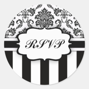 RSVP - Sticker met zwarte en witte Damask Stripe