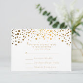 RSVP Stijlvol Goud Confetti Witte Bruiloft Kaartje (Staand voorkant)
