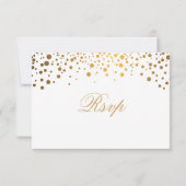RSVP Stijlvol Goud Confetti Witte Bruiloft Kaartje (Achterkant)