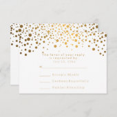 RSVP Stijlvol Goud Confetti Witte Trouwkaart (Voorkant / Achterkant)