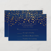 RSVP Stijlvol marineblauw & confetti goudstip huwe (Voorkant / Achterkant)
