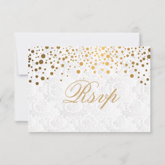 RSVP Stijlvolle Confetti Gold Dot Wedding (Achterkant)