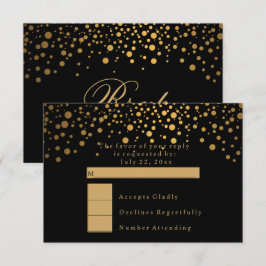 RSVP Stijlvolle Confetti Gouden Stip Bruiloft Kaart