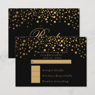 RSVP Stijlvolle Confetti Gouden Stip Bruiloft Kaart