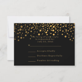 RSVP Stijlvolle Confetti Gouden Stip Bruiloft Kaartje