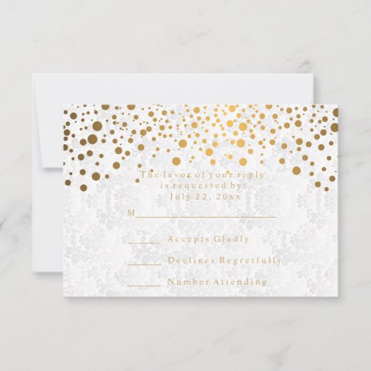 RSVP Stijlvolle Confetti Gouden Stip Trouwdag (Voorkant)