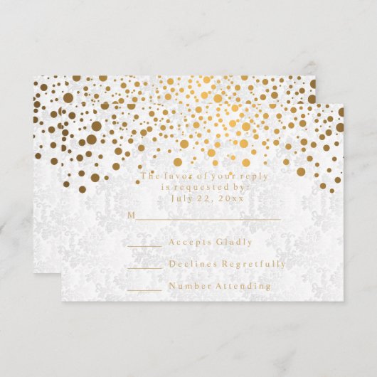 RSVP Stijlvolle Confetti Gouden Stip Trouwdag (Voorkant / Achterkant)