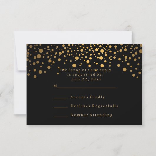 RSVP Stijlvolle Confetti Gouden Stip Trouwdag (Voorkant)