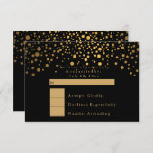RSVP Stijlvolle Confetti Gouden Stip Trouwdag Kaart (Voorkant / Achterkant)
