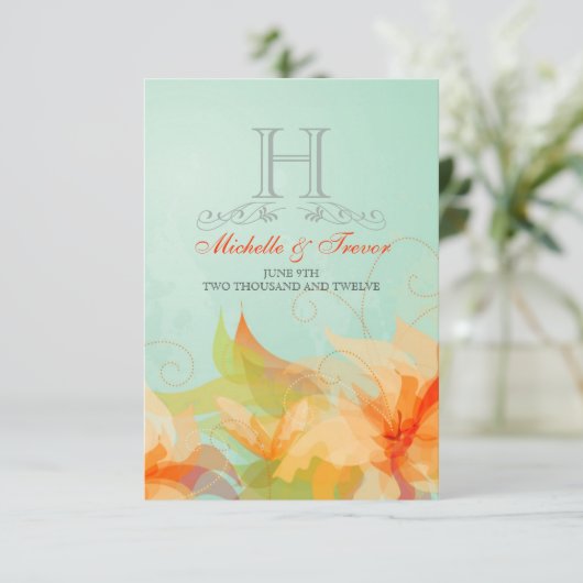 RSVP - Stijlvolle Floral Abstracte bruiloft (Staand voorkant)