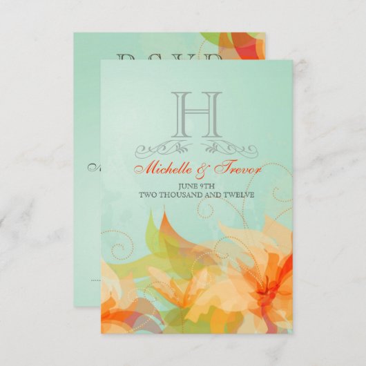 RSVP - Stijlvolle Floral Abstracte bruiloft (Voorkant / Achterkant)