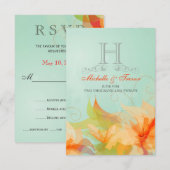 RSVP - Stijlvolle Floral Abstracte bruiloft Kaartje (Voorkant / Achterkant)