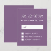 RSVP Stof Paarse Budget Trouwreactiekaart (Voorkant / Achterkant)