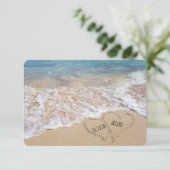 RSVP Strand Huwelijk Hartjes Kaart (Staand voorkant)