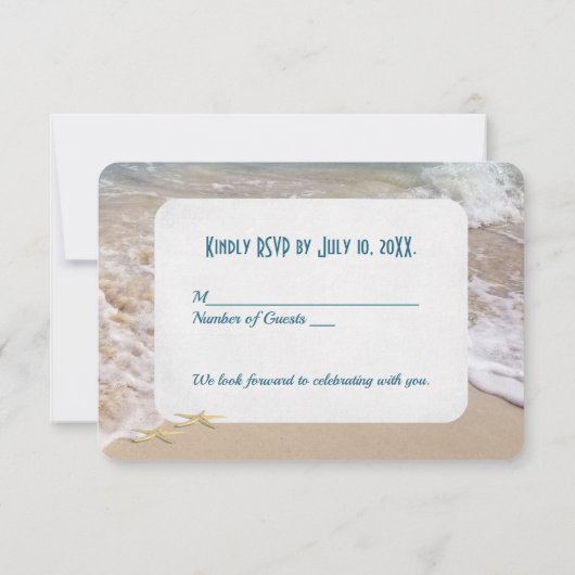 RSVP Strand Huwelijk Hartjes Kaart (Achterkant)