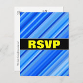 "RSVP" + strepen van Blue Pattern Briefkaart (Voorkant / Achterkant)