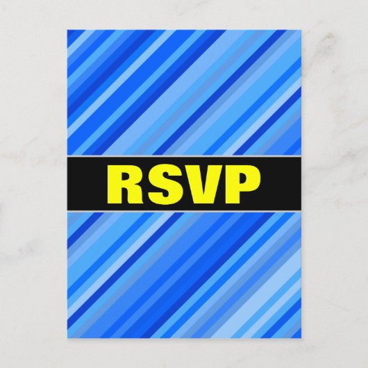 "RSVP" + strepen van Blue Pattern Briefkaart (Voorkant)