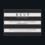 RSVP strepen zwart wit trouwkaart briefpapier<br><div class="desc">Chique nautische zwarte en witte strepen aangepaste bruiloft rvp. Vind bijpassende briefpapier in onze winkel: http://www.zazzle.co.uk/designbyredline/gifts?cg=196521080171907543</div>