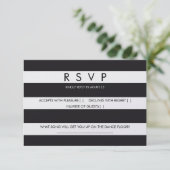 RSVP strepen zwart wit trouwkaart briefpapier (Staand voorkant)