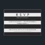 RSVP strepen zwart wit trouwkaart briefpapier Kaartje<br><div class="desc">Chique nautische zwarte en witte strepen aangepaste bruiloft rvp. Vind bijpassende briefpapier in onze winkel: http://www.zazzle.co.uk/designbyredline/gifts?cg=196521080171907543</div>