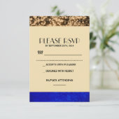  RSVP - String Lights - blauw en goud Kaartje (Staand voorkant)