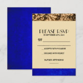  RSVP - String Lights - blauw en goud Kaartje (Voorkant / Achterkant)