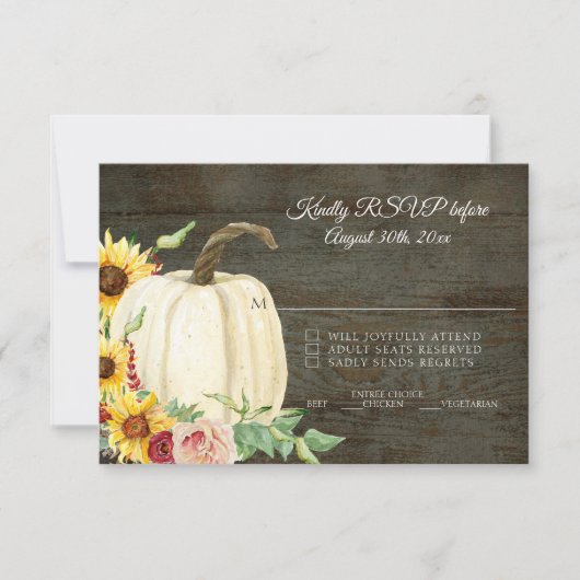 RSVP Sunflower in Pumpkin Red Burgundy Dark Wood Kaart (Voorkant)
