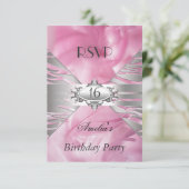 RSVP Sweet 16 Roze Kaart (Staand voorkant)