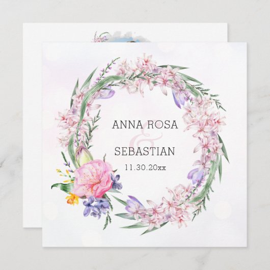 *~* RSVP Sweet Boho Bloemenkrans QR AR12 bruiloft Kaart (Voorkant / Achterkant)