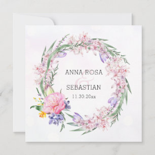 *~* RSVP Sweet Boho Bloemenkrans QR AR12 bruiloft Kaart
