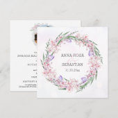 *~* RSVP Sweet Floral Krans Boho QR AR12 Huwelijk Kaart (Voorkant / Achterkant)