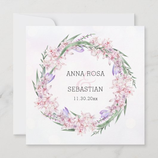 *~* RSVP Sweet Floral Krans Boho QR AR12 Huwelijk Kaart (Voorkant)