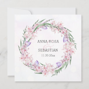 *~* RSVP Sweet Floral Wreath Boho QR AR12 Wedding Kaart