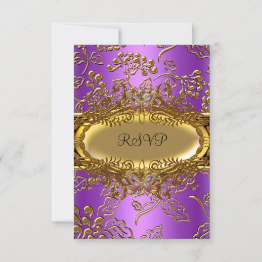 RSVP Sweet Sixteen 16 Damask Paarse Goud Zwart (Voorkant)