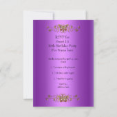 RSVP Sweet Sixteen 16 Damask Paarse Goud Zwart (Achterkant)