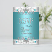 RSVP Sweet Sixteen 16 Party Blauwgroen Blue Diamon (Staand voorkant)