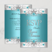 RSVP Sweet Sixteen 16 Party Blauwgroen Blue Diamon (Voorkant / Achterkant)