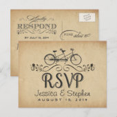 RSVP  Tandem Bicycle Reply Briefkaarten (Voorkant / Achterkant)
