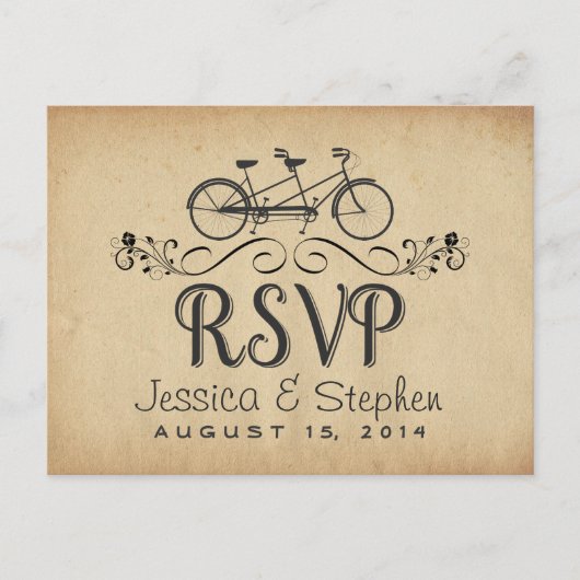 RSVP  Tandem Bicycle Reply Briefkaarten (Voorkant)