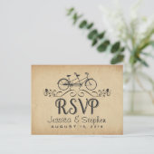 RSVP  Tandem Bicycle Reply Briefkaarten (Staand voorkant)