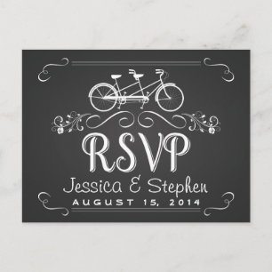 RSVP tandem fiets voor 2 schoolbord antwoord Uitnodiging Briefkaart