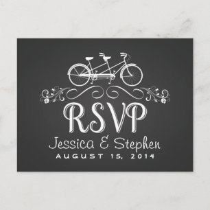 RSVP Tandem Fiets voor Twee Krijtbord Antwoord Uitnodiging Briefkaart