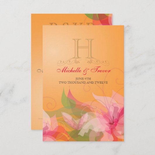 RSVP - Tankerine Floral Garden Reply Cards (Voorkant / Achterkant)