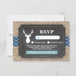 RSVP Teamlid Babyshower Rustiek Hout Jongen Blauw Kaartje