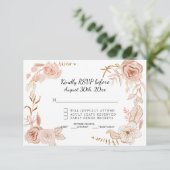 RSVP Terra Cotta Pink Waterverf Floral Wedding Kaart (Staand voorkant)