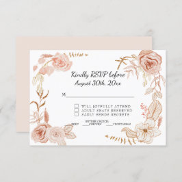 RSVP Terra Cotta Pink Waterverf Floral Wedding Kaart