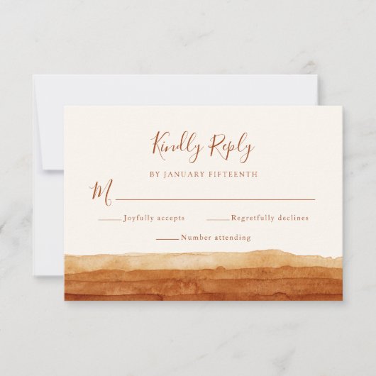 RSVP Terracotta Abstracte woestijnbruiloft (Voorkant)